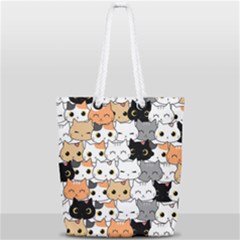 Cute-cat-kitten-cartoon-doodle-seamless-pattern Full Print Rope Handle Tote (small) by Salman4z