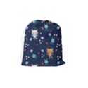 Cute-astronaut-cat-with-star-galaxy-elements-seamless-pattern Drawstring Pouch (Medium) View2