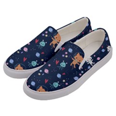 Cute-astronaut-cat-with-star-galaxy-elements-seamless-pattern Men s Canvas Slip Ons by Salman4z
