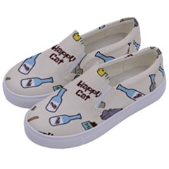 Happy-cats-pattern-background Kids  Canvas Slip Ons by Salman4z