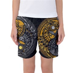Yin-yang-owl-doodle-ornament-illustration Women s Basketball Shorts by Salman4z