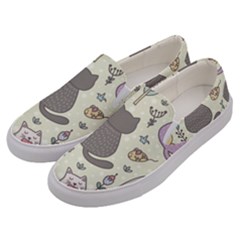 Funny Cartoon Cats Seamless Pattern Men s Canvas Slip Ons by Salman4z