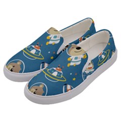 Seamless-pattern-funny-astronaut-outer-space-transportation Men s Canvas Slip Ons by Salman4z