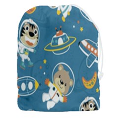 Seamless-pattern-funny-astronaut-outer-space-transportation Drawstring Pouch (3xl) by Salman4z