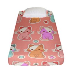 Cute-kawaii-kittens-seamless-pattern Fitted Sheet (single Size) by Salman4z