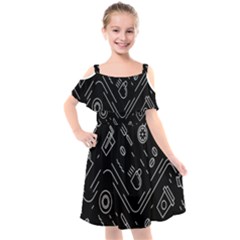 Coffee-background Kids  Cut Out Shoulders Chiffon Dress by Salman4z