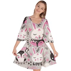 Big-set-with-cute-cartoon-animals-bear-panda-bunny-penguin-cat-fox Velour Kimono Dress by Salman4z
