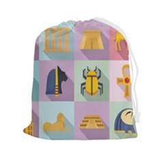 Egypt-icons-set-flat-style Drawstring Pouch (2xl) by Salman4z