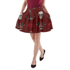 Tattoo-old-school-background-pattern A-line Pocket Skirt by Salman4z