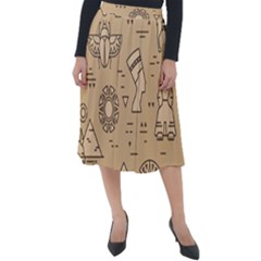 Egyptian-seamless-pattern-symbols-landmarks-signs-egypt Classic Velour Midi Skirt  by Salman4z