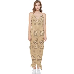 Egyptian-seamless-pattern-symbols-landmarks-signs-egypt Sleeveless Tie Ankle Chiffon Jumpsuit by Salman4z