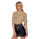 Egyptian-seamless-pattern-symbols-landmarks-signs-egypt Mid Sleeve Drawstring Hem Top View2