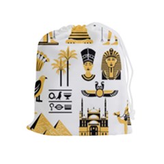 Egypt-symbols-decorative-icons-set Drawstring Pouch (xl) by Salman4z