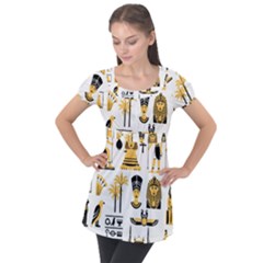 Egypt-symbols-decorative-icons-set Puff Sleeve Tunic Top by Salman4z