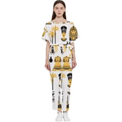Egypt-symbols-decorative-icons-set Batwing Lightweight Chiffon Jumpsuit by Salman4z
