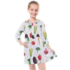 Vegetable Kids  Quarter Sleeve Shirt Dress by SychEva