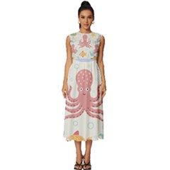 Underwater-seamless-pattern-light-background-funny Sleeveless Round Neck Midi Dress by Salman4z