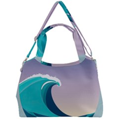 Tsunami Tidal Waves Wave Minimalist Ocean Sea Double Compartment Shoulder Bag by Ravend