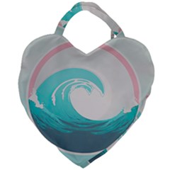Tidal Wave Ocean Sea Tsunami Wave Minimalist Giant Heart Shaped Tote by Ravend