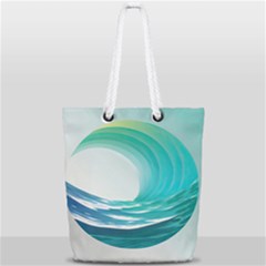 Tsunami Tidal Wave Wave Minimalist Ocean Sea Full Print Rope Handle Tote (small) by Ravend
