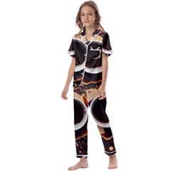 Coffee Cafe Espresso Drink Beverage Kids  Satin Short Sleeve Pajamas Set by Ravend