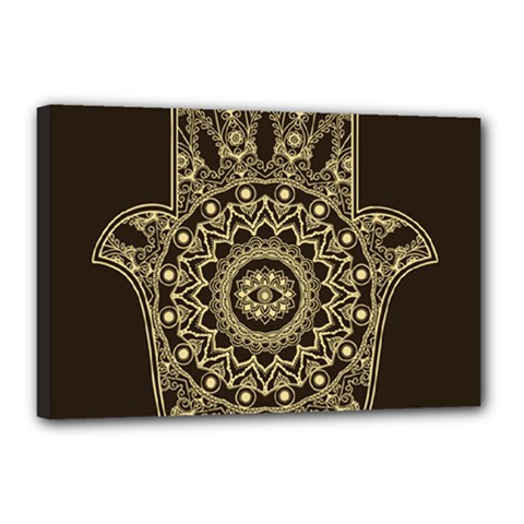 Hamsa-hand-drawn-symbol-with-flower-decorative-pattern Canvas 18  X 12  (stretched) by Salman4z