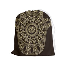 Hamsa-hand-drawn-symbol-with-flower-decorative-pattern Drawstring Pouch (xl) by Salman4z