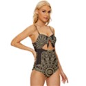 Hamsa-hand-drawn-symbol-with-flower-decorative-pattern Knot Front One-Piece Swimsuit View3