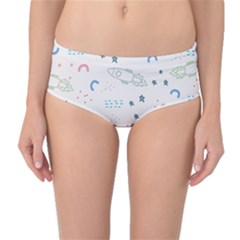 Spaceship Pattern Star Mid-waist Bikini Bottoms by danenraven