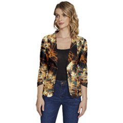 Science Fiction Background Fantasy Women s One-button 3/4 Sleeve Short Jacket by danenraven