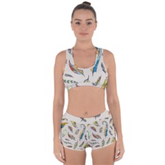 Vector-boho-doodle-feathers-seamless-pattern-illustration Racerback Boyleg Bikini Set by Salman4z