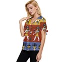 Ancient-egyptian-religion-seamless-pattern Bow Sleeve Button Up Top View2