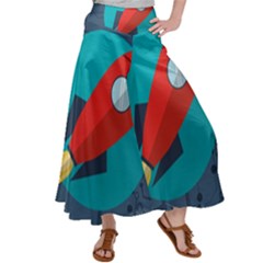 Rocket-with-science-related-icons-image Women s Satin Palazzo Pants by Salman4z