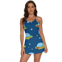 Seamless-pattern-ufo-with-star-space-galaxy-background 2-in-1 Flare Activity Dress by Salman4z
