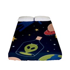 Seamless-pattern-with-funny-aliens-cat-galaxy Fitted Sheet (full/ Double Size) by Salman4z