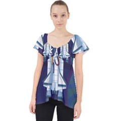 Spaceship-milkyway-galaxy Lace Front Dolly Top by Salman4z