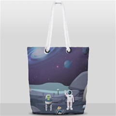 Alien-astronaut-scene Full Print Rope Handle Tote (small) by Salman4z