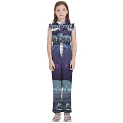 Alien-astronaut-scene Kids  Sleeveless Ruffle Edge Band Collar Chiffon One Piece by Salman4z