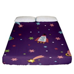 Space-travels-seamless-pattern-vector-cartoon Fitted Sheet (king Size) by Salman4z