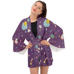Space-travels-seamless-pattern-vector-cartoon Long Sleeve Kimono by Salman4z