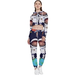 Boy-spaceman-space-rocket-ufo-planets-stars Cropped Zip Up Lounge Set by Salman4z