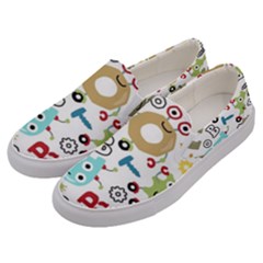 Seamless-pattern-vector-with-funny-robots-cartoon Men s Canvas Slip Ons by Salman4z