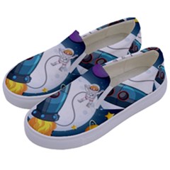 Spaceship-astronaut-space Kids  Canvas Slip Ons by Salman4z