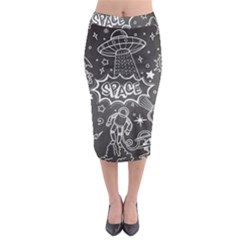 Vector-flat-space-design-background-with-text Midi Pencil Skirt by Salman4z