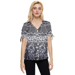 Vector-flat-space-design-background-with-text Bow Sleeve Button Up Top by Salman4z
