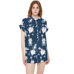 White-robot-blue-seamless-pattern Chiffon Lounge Set by Salman4z