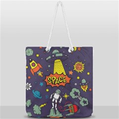 Vector-flat-space-design-background-with-text -- Full Print Rope Handle Tote (large) by Salman4z
