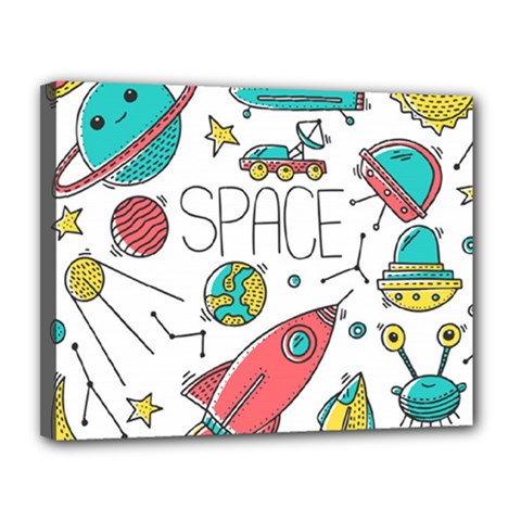 Space-cosmos-seamless-pattern-seamless-pattern-doodle-style Canvas 14  X 11  (stretched) by Salman4z