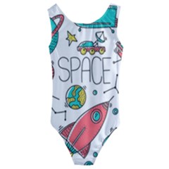 Space-cosmos-seamless-pattern-seamless-pattern-doodle-style Kids  Cut-out Back One Piece Swimsuit by Salman4z