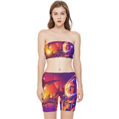 Far-future-human-colonization Stretch Shorts And Tube Top Set by Salman4z